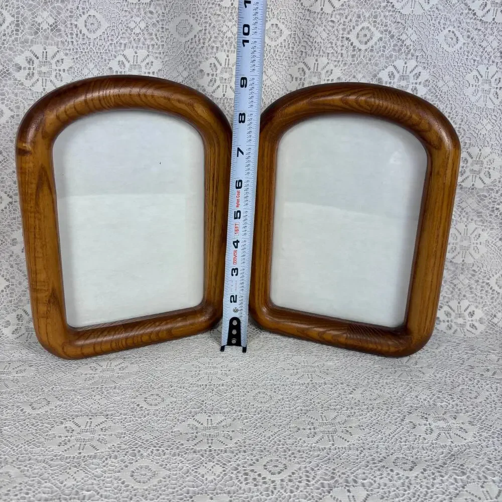 Vintage Fetco Wooden Double Bifold Frame Natural Oak Finish w/ Arched Top